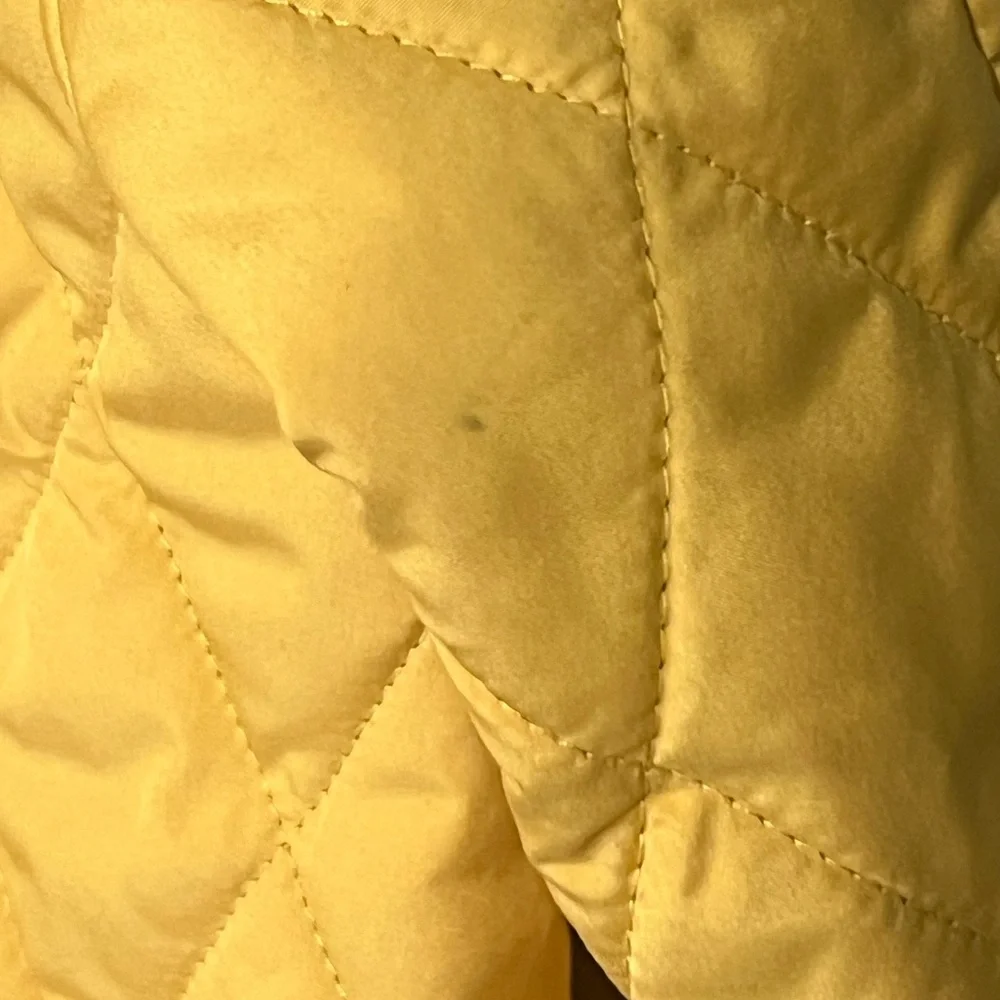 Lands End Quilted Full Zip Mock Neck Yellow Coat Jacket Pockets Size L (14-16) - Picture 7 of 11